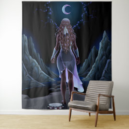 Surreal Moonlight Girl Wandteppich