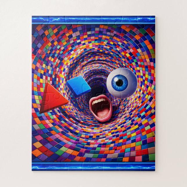 Surreal, mosaic vortex, trippy eye and mouth puzzle (Vertikal)