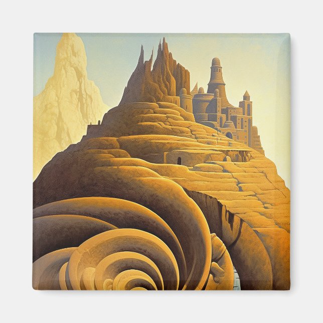 Surreal Mountain City Fantasy Art Magnet (Vorne)