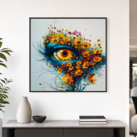 Surreal Mutter Natur Auge Gelb Türkis Wildblumen