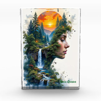 Surreal Nature Portrait Woman Sunset Waterfall Fotoblock