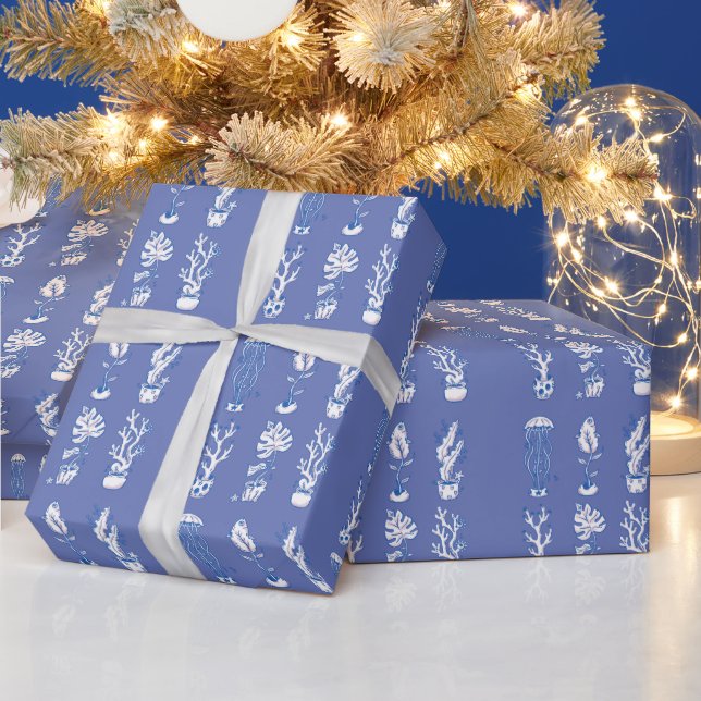 Surreal Ocean Botanik Geschenkpapier (Feiertage)