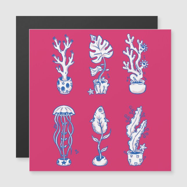 Surreal Ocean Botanik Magnetkarte (Vorne/Hinten)