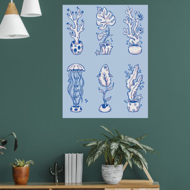 Surreal Ocean Botanik Poster (Wohnzimmer 1)