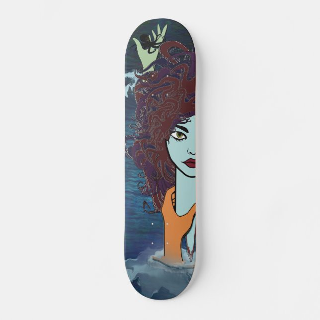 Surreal Octopus Sea Goddess Skateboard (Vorderseite)