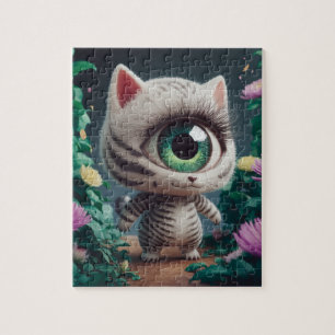 Surreal One Mit Augen Zebra Kitty Puzzle