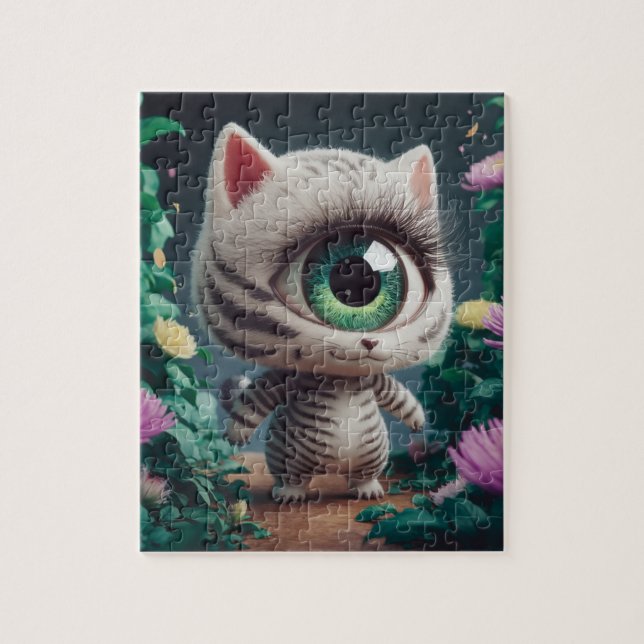 Surreal One Mit Augen Zebra Kitty Puzzle (Vertikal)