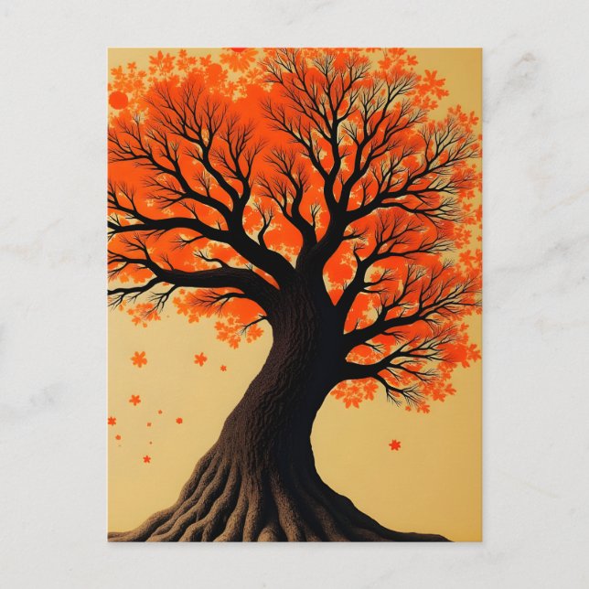 Surreal Orange Autumn Tree Postkarte (Vorderseite)