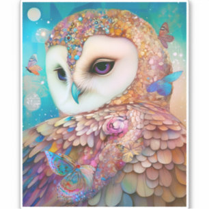 Surreal Owl Fantasy Art Aufkleber