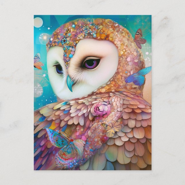 Surreal Owl Fantasy Art Postkarte (Vorderseite)