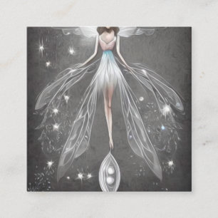 Surreal Painted White Dress Fairy Quadratische Visitenkarte