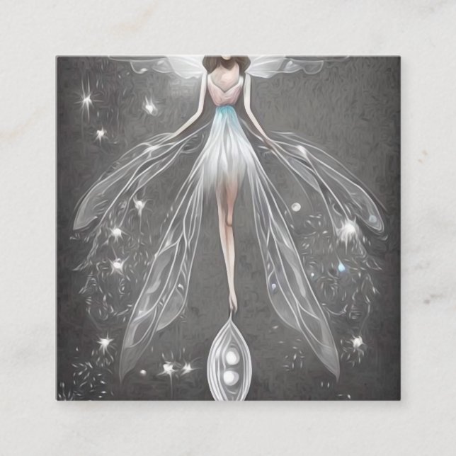 Surreal Painted White Dress Fairy Quadratische Visitenkarte (Vorderseite)