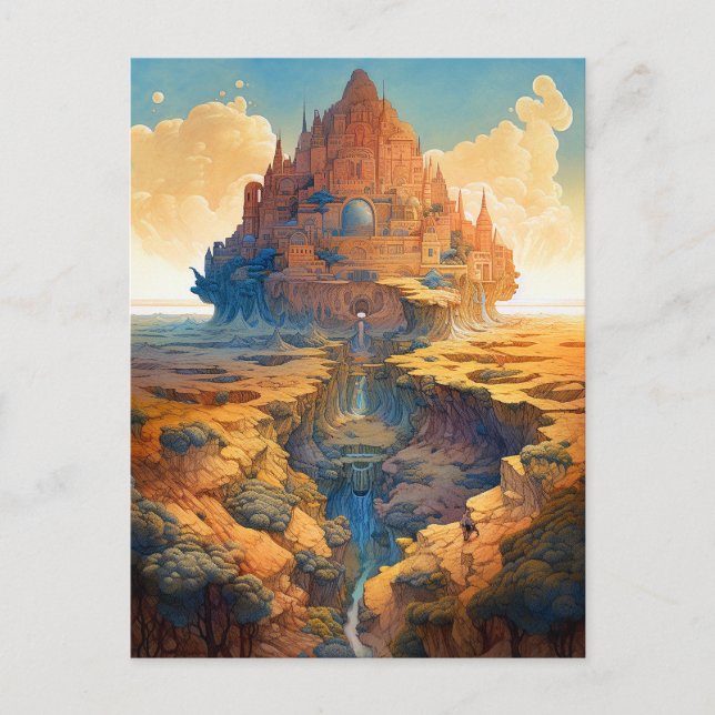 Surreal Palace Landschaft Postkarte (Vorderseite)