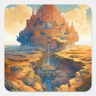 Surreal Palace Landschaft Quadratischer Aufkleber