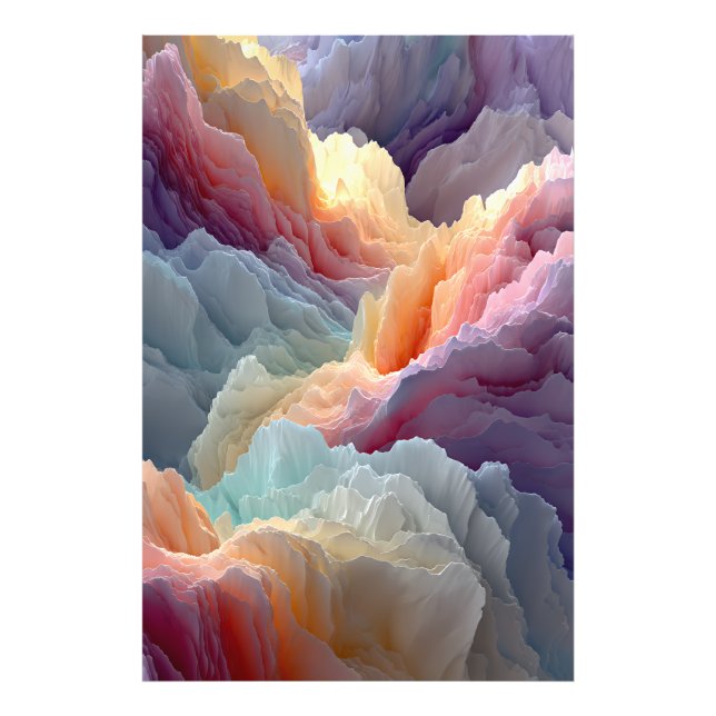 Surreal Pastel Rainbow Mountains Fantasy Landscape Fotodruck (Vorne)
