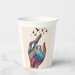 Surreal Peaks Party Cup - Minimalistisch Art Vibe Pappbecher