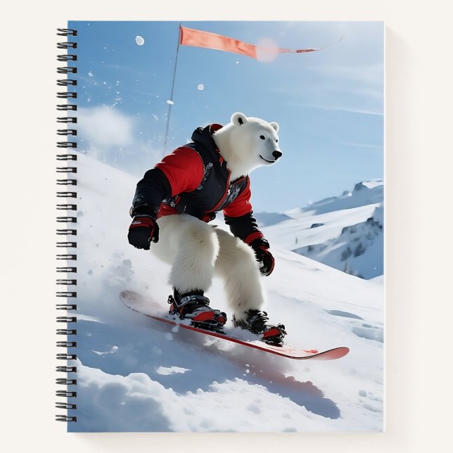 Surreal Polarbär Snowboarden Winterabenteuer Notizbuch (Vorderseite)