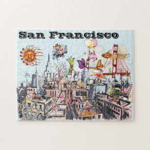 Surreal Pop Art Business Stadt San Francisco Puzzle