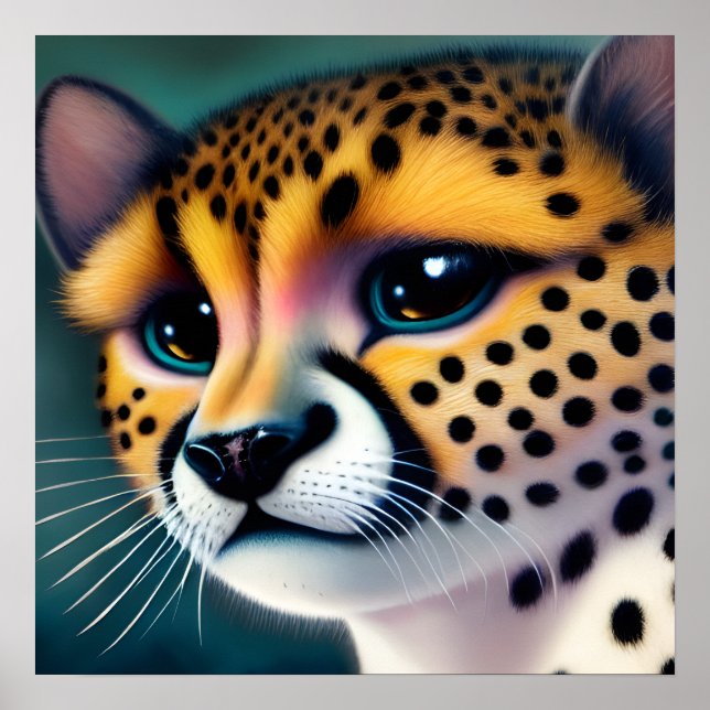 Surreal Pop Sad Cheetah Poster (Vorne)