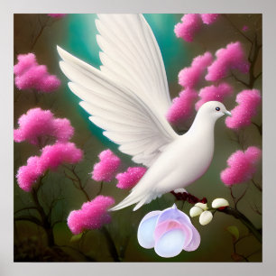 Surreal Pop White Dove Poster