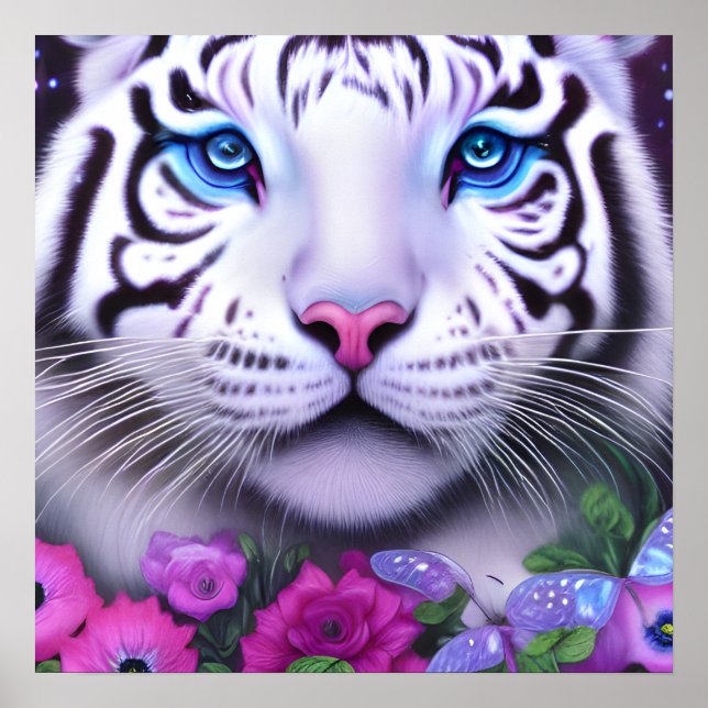 Surreal Pop White Tiger Poster (Vorne)