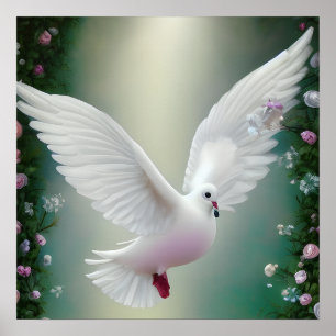 Surreal Pop White Wedding Dove Poster