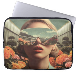 Surreal Portrait With Sunglasses Reflecting Flower Laptopschutzhülle