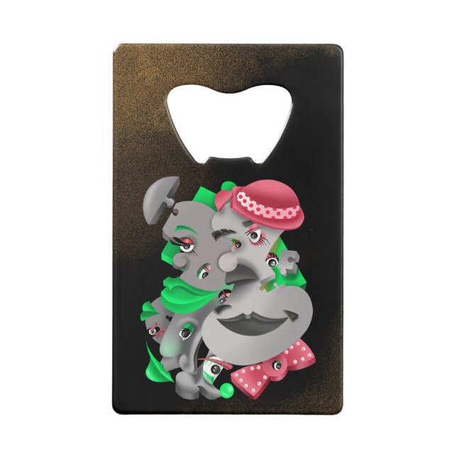 Surreal Puzzle Faces Flaschenöffner (Vorderseite)