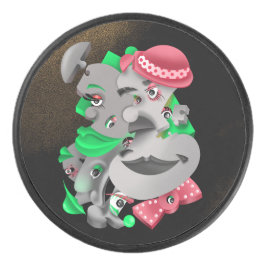 Surreal Puzzle Faces Hockey Puck