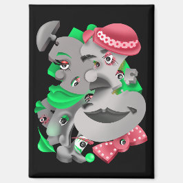 Surreal Puzzle Faces Kühlschrank Magnet