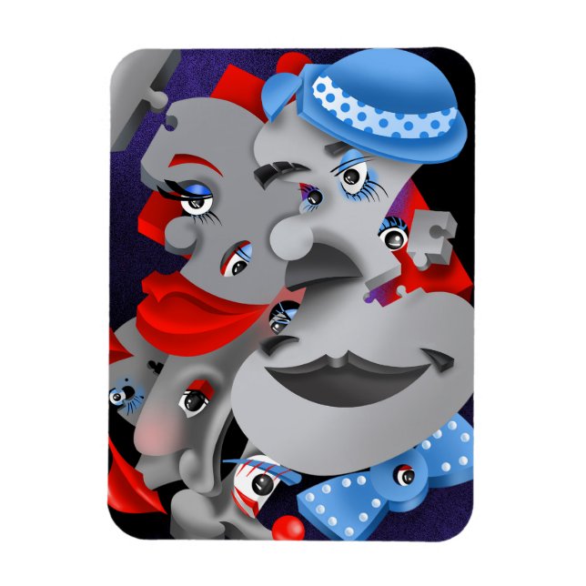 Surreal Puzzle Faces Kühlschrankmagnet Magnet (Vertikal)
