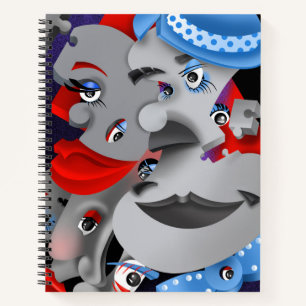 Surreal Puzzle Faces Notebook Notizbuch