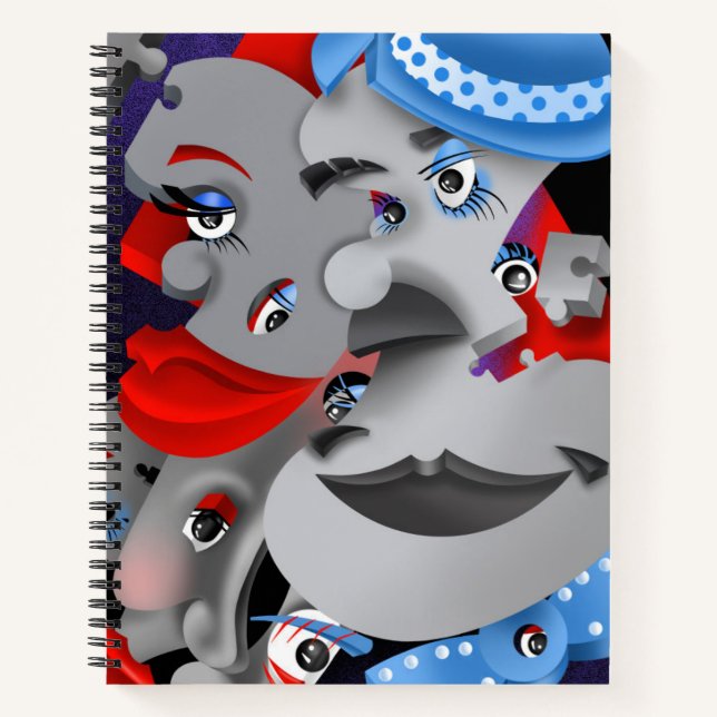 Surreal Puzzle Faces Notebook Notizbuch (Vorderseite)