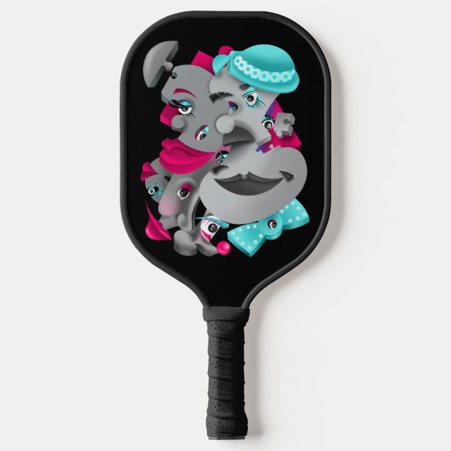 Surreal Puzzle Faces Pickleball Paddle (Vorderseite)