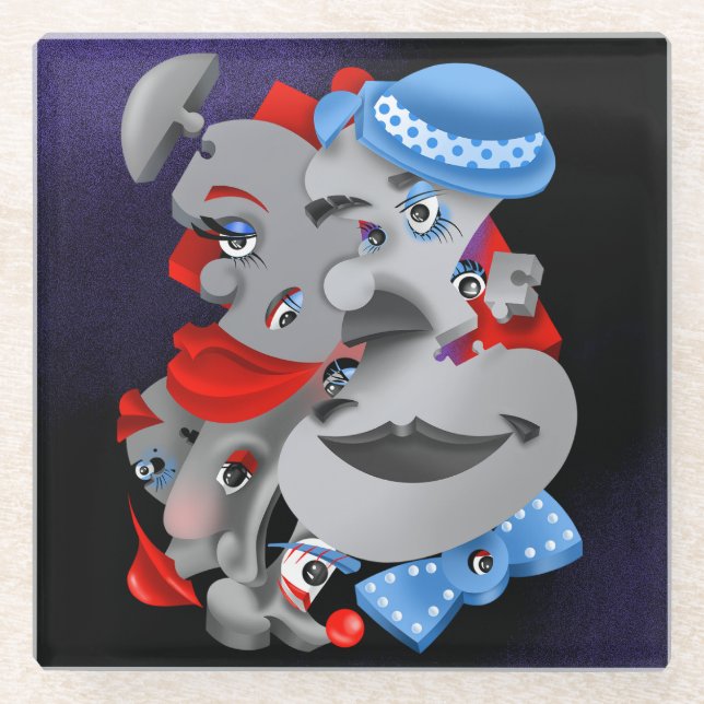 Surreal Puzzle Faces Untersetzer (Vorderseite)