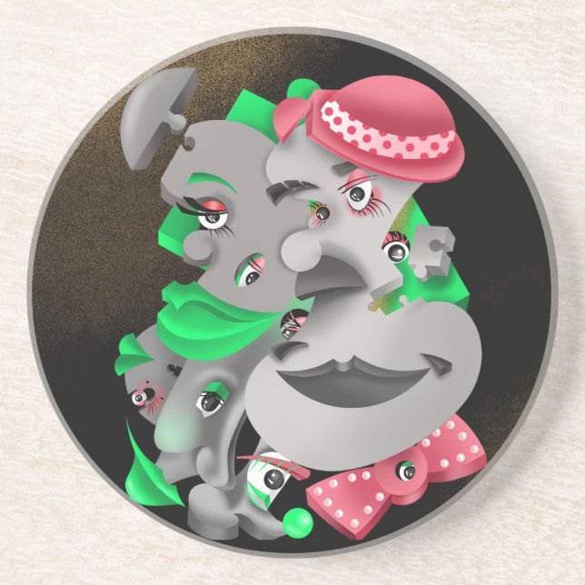 Surreal Puzzle Faces Untersetzer (Vorne)