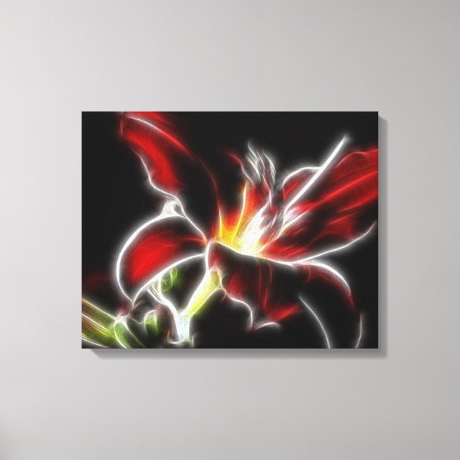 Surreal Red Lily Floral Wrapped Canvas Leinwanddruck (Vorderseite)
