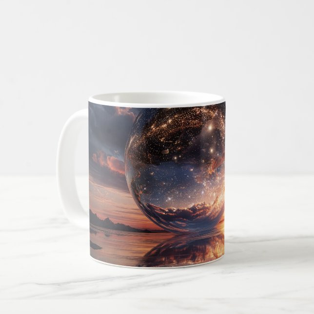 Surreal Reflective Sphere Containing Stars Kaffeetasse (Vorderseite Links)