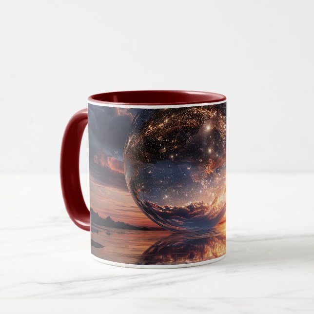 Surreal Reflective Sphere Containing Stars Tasse (Vorderseite Links)