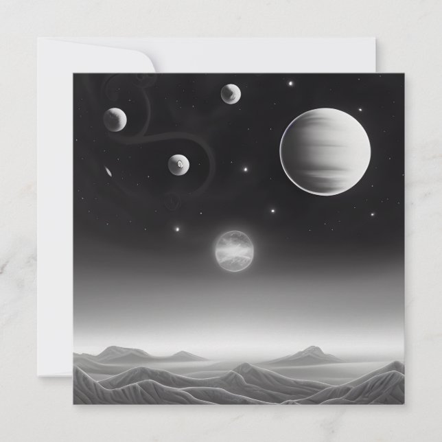 Surreal Retro Planets in Space Card (Vorderseite)