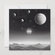 Surreal Retro Planets in Space Card