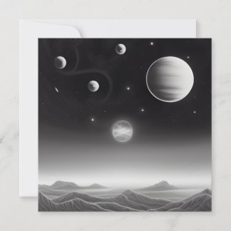Surreal Retro Planets in Space Card