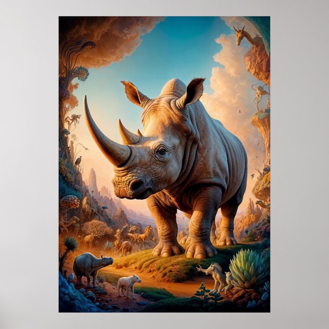 Surreal Rhino Safari Poster (Vorne)