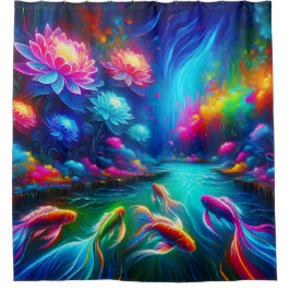 "Surreal River Dreamscape - Vibrant Nature Art" Duschvorhang