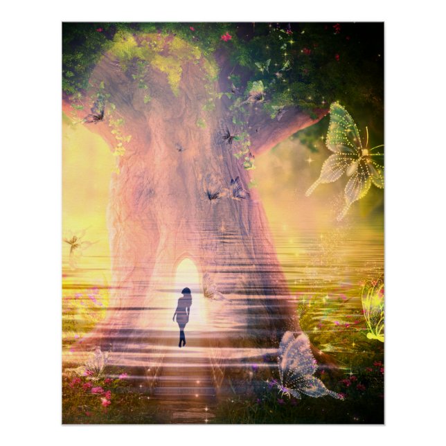Surreal River Forest of Butterflies Poster (Vorderseite)