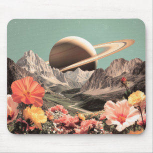 Surreal Saturn über dem Bergtal Mousepad
