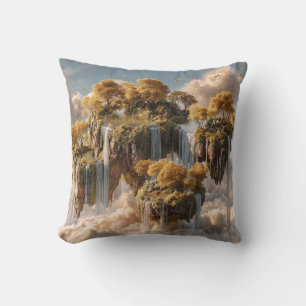 Surreal schwebende Inseln mit goldenen Bäumen Kissen