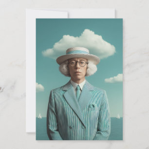 Surreal Seaside Gentleman Portrait Karte