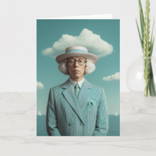 Surreal Seaside Gentleman Portrait Karte