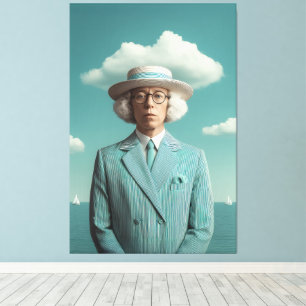 Surreal Seaside Gentleman Portrait Leinwanddruck